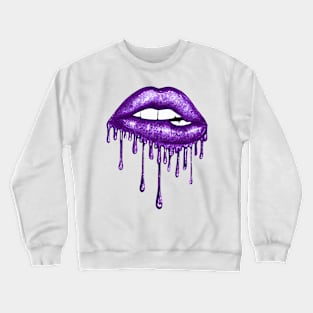 Dripping Deep Purple Lips Crewneck Sweatshirt